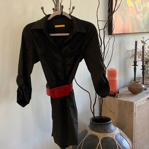 Alice + Olivia Black Dress with Red Belt